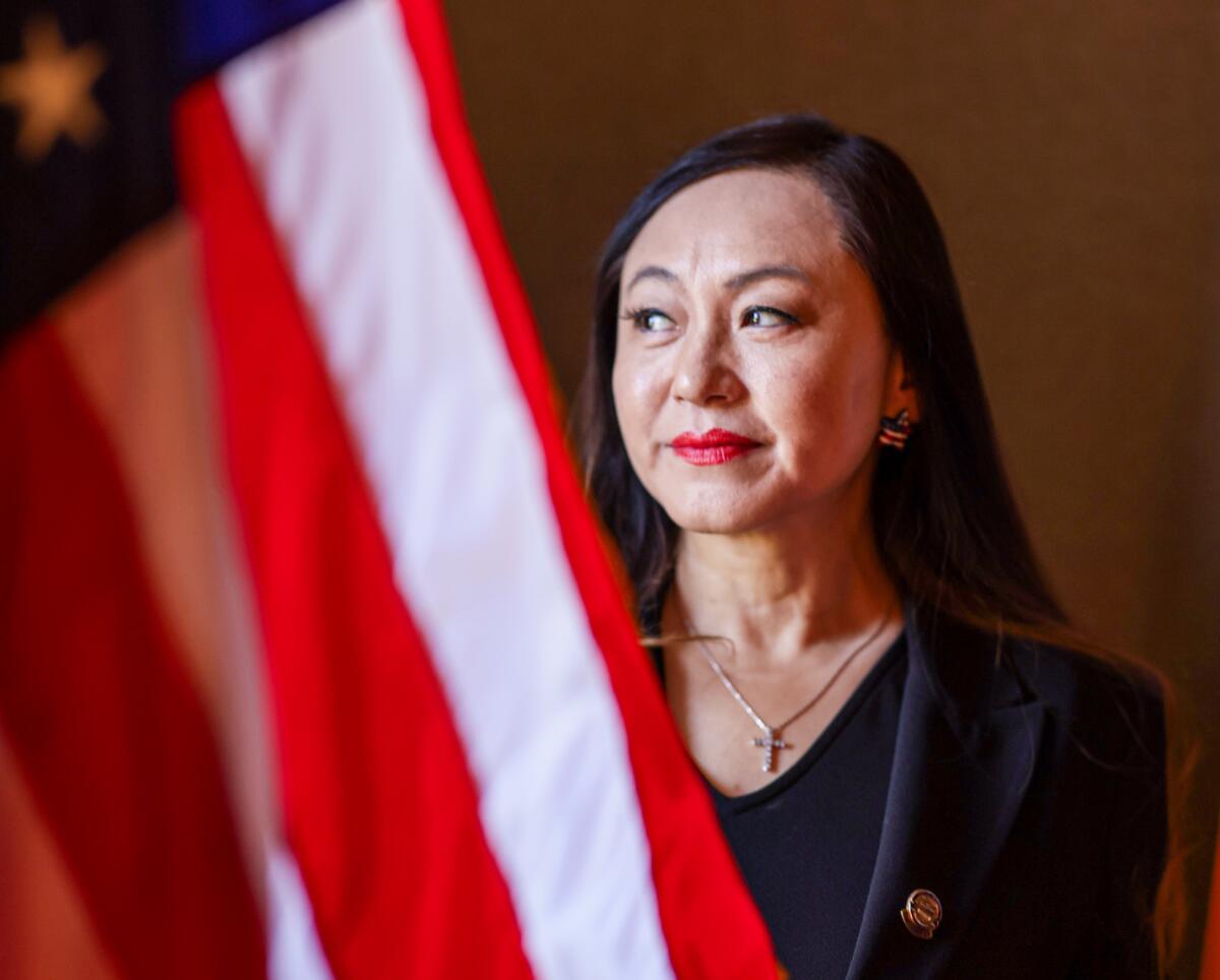 Eileen Wang, then a city councilmember, at Arcadia City Hall in November 2024