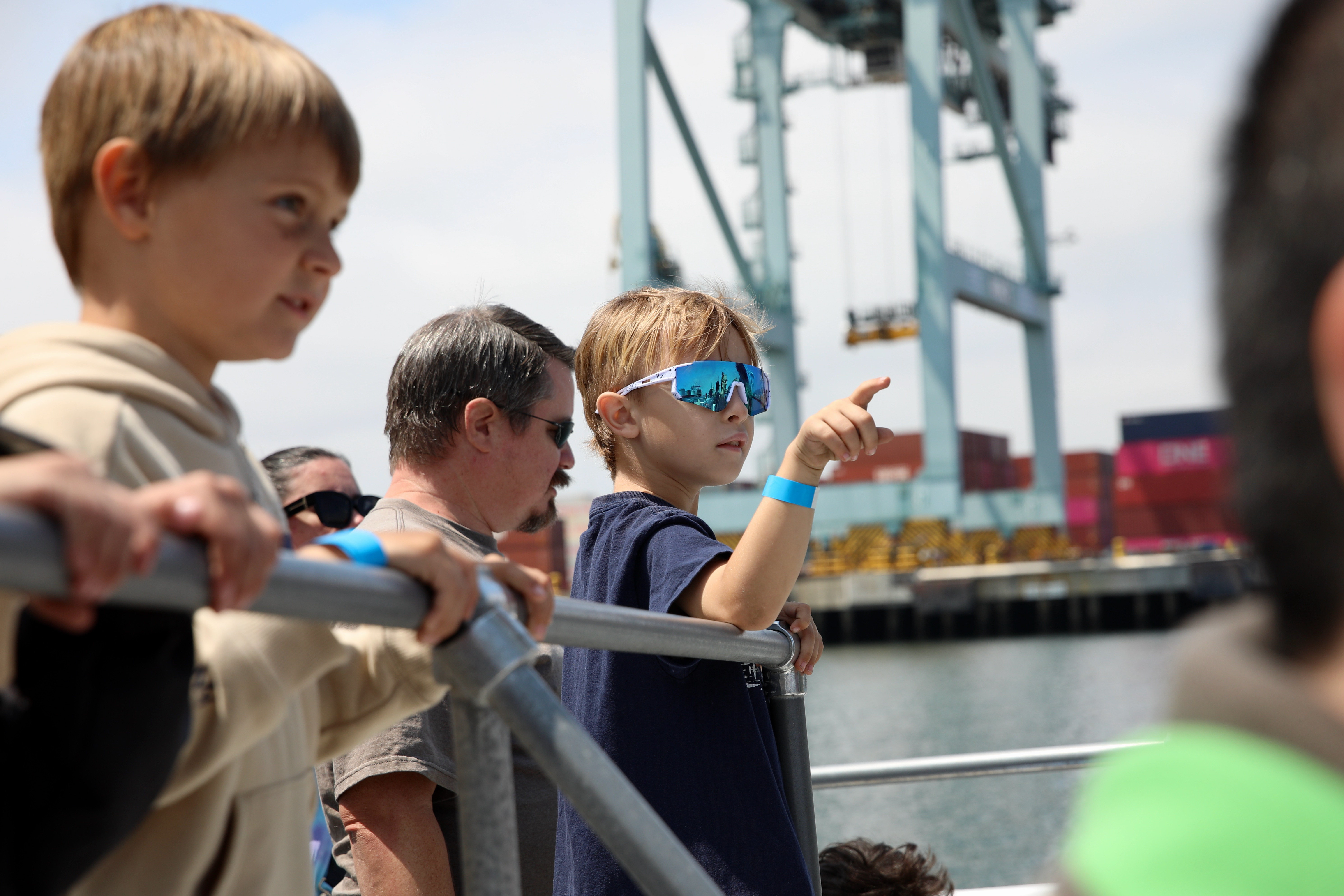Passengers get close-up views of the ports during a free...