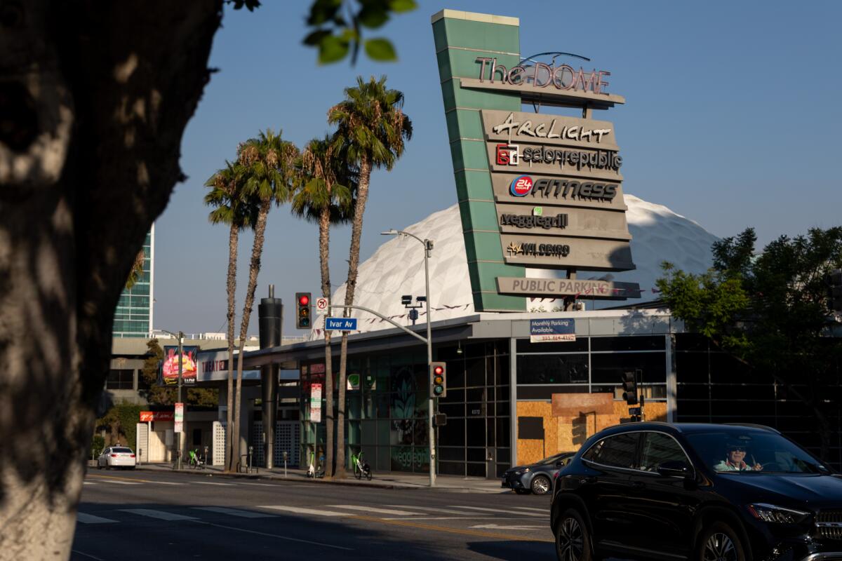 The Blue Note Jazz Club undergoes construction near the Cinerama Dome in Los Angeles