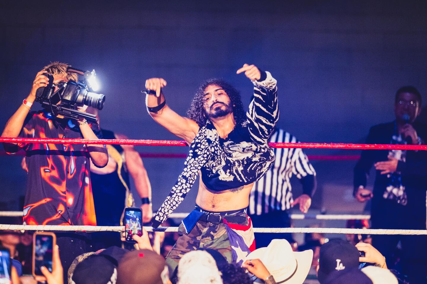 Vito Fratelli enters the ring to fight Santana Jackson at the Lucha Experience by MFN Lucha on Sunday, May 3, 2026