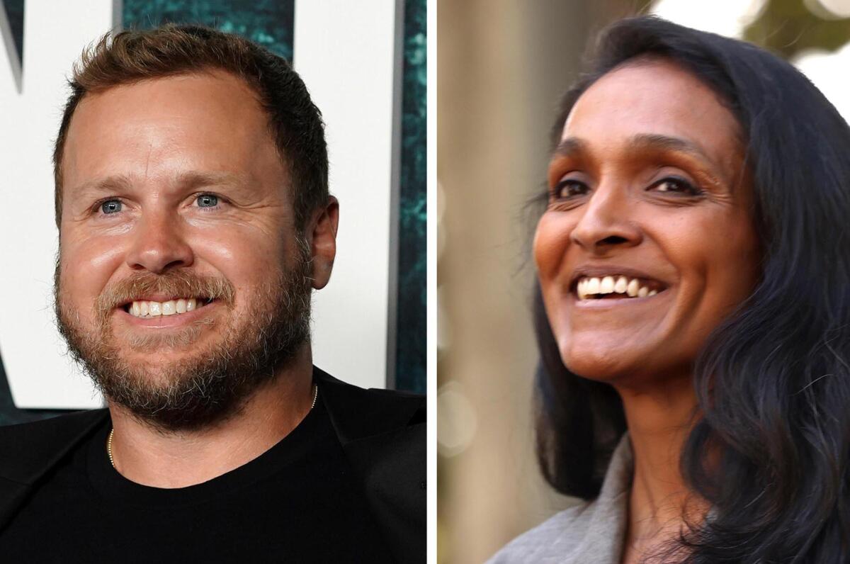 Side-by-side portraits of a bearded man with dark brown hair, left, and a woman with dark hair, both smiling
