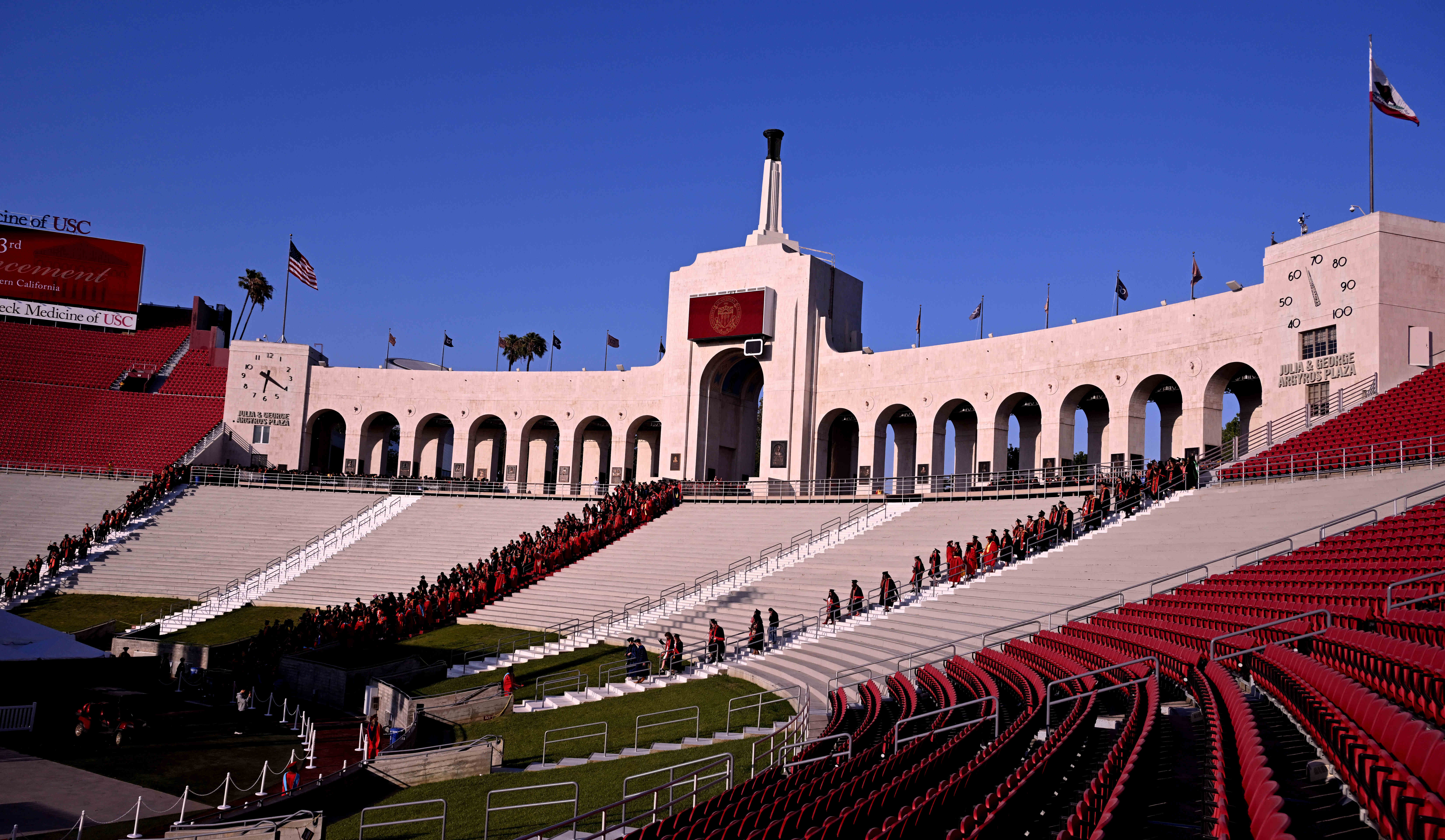 Students make their during the USC’s 143rd commencement ceremony at...