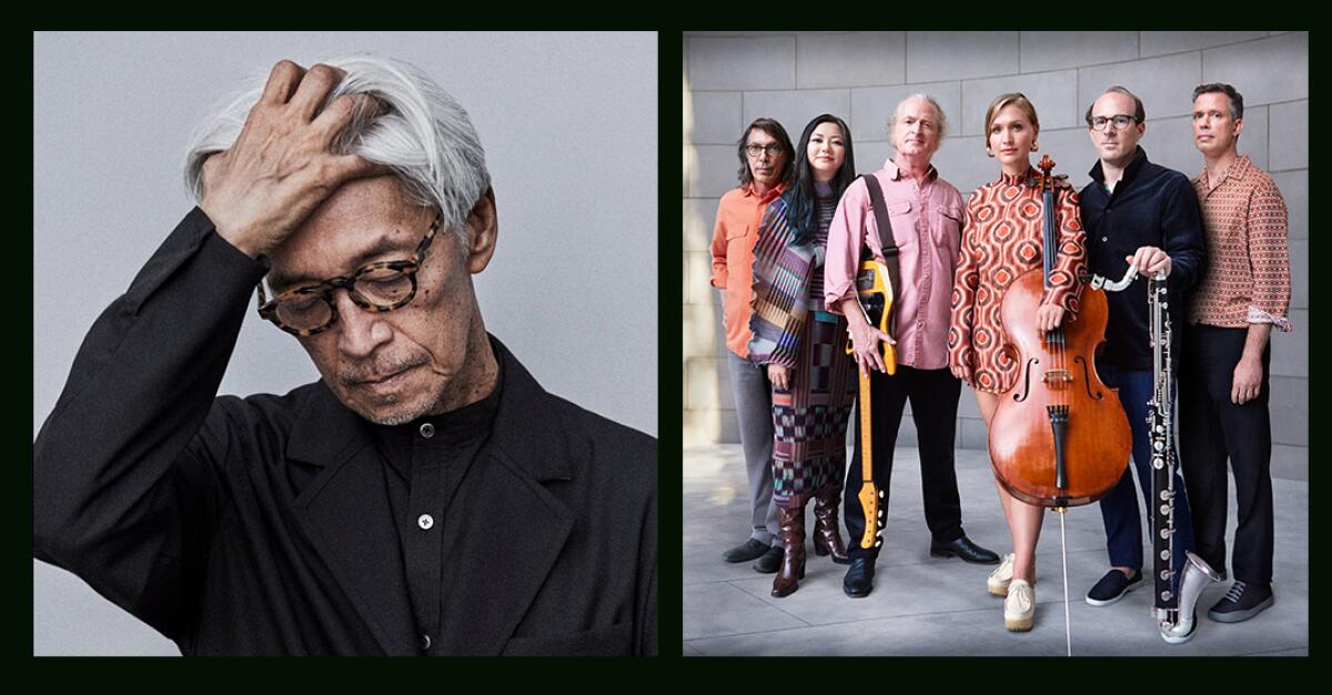 Ryuichi Sakamoto, left; Bang on a Can All-Stars.