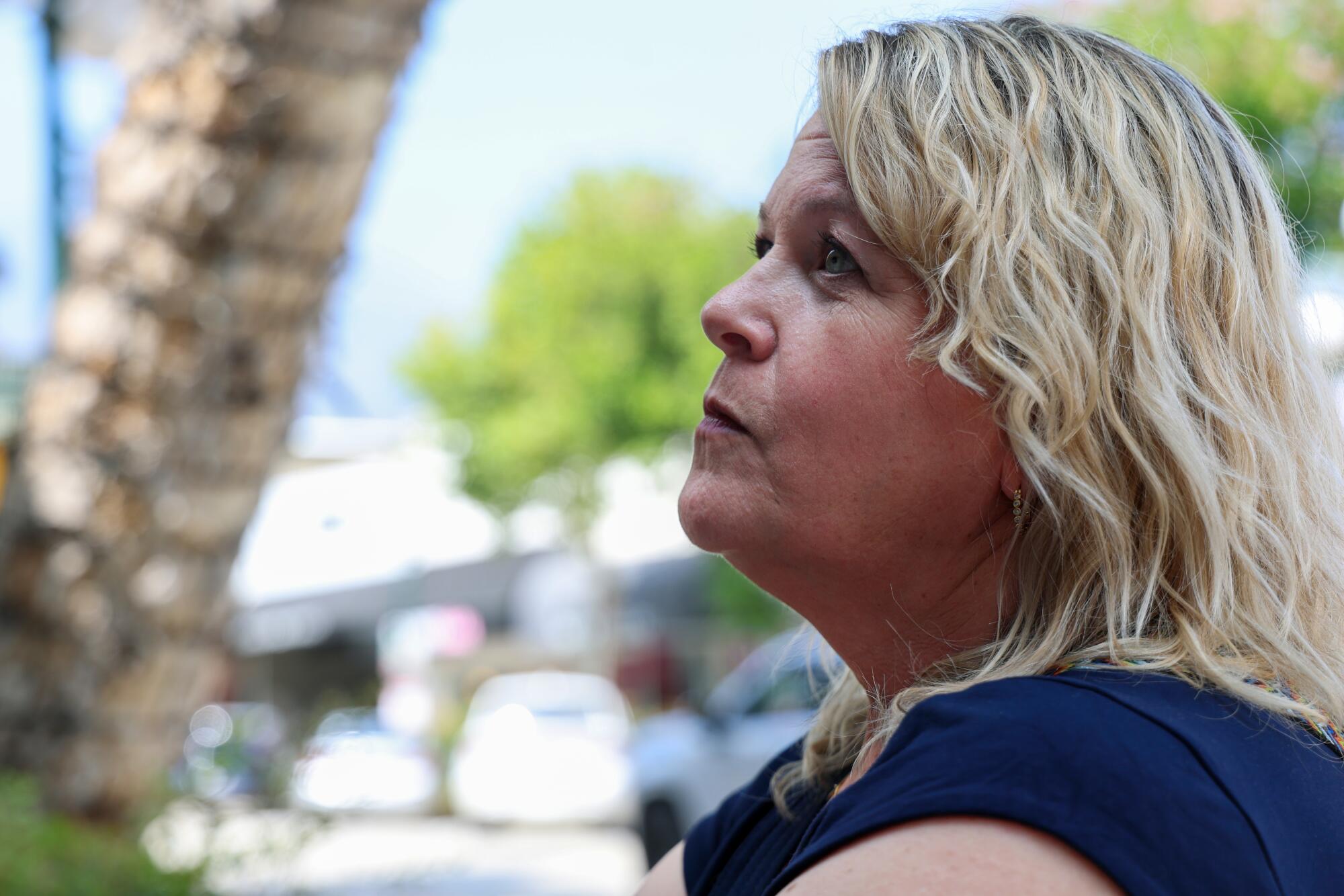 A woman seen in profile