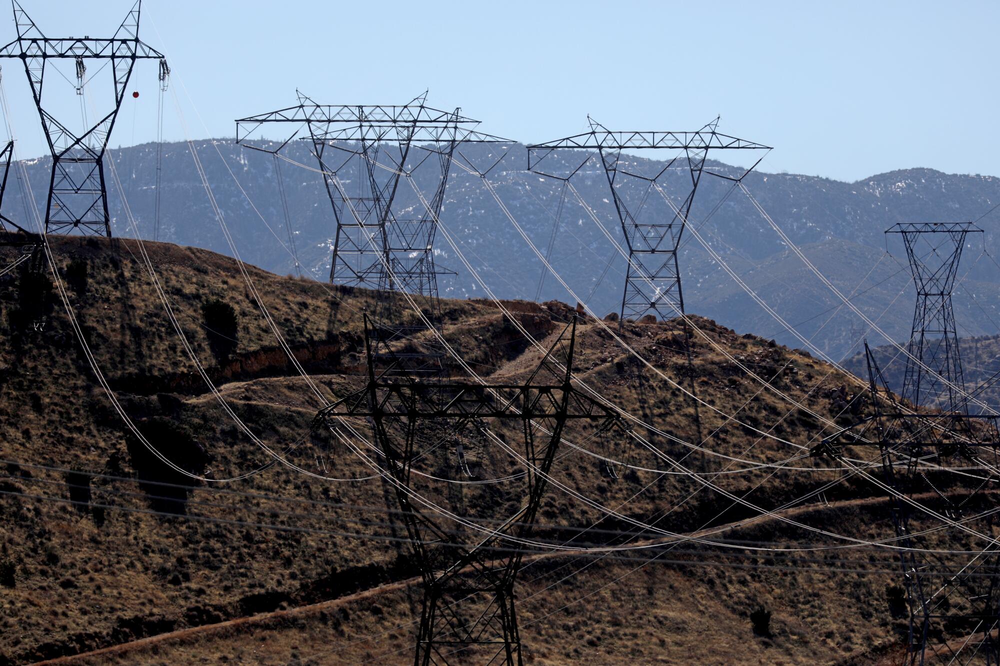 Electric transmission lines along a power corridor.
