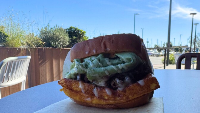Close-up of a sandwich with Bulgogi beef