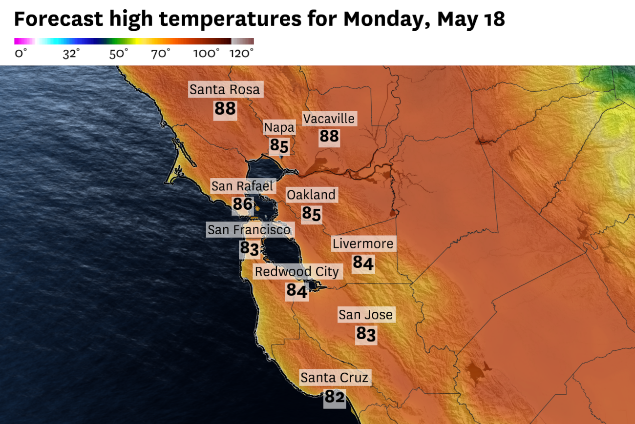 Bay Area weather warms Monday, raising fire concerns in hills