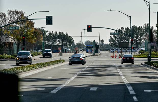 Clementine Street runs in to the Toy Story parking lot south of Katella Avenue, in Anaheim, CA, on Tuesday, Jan. 23, 2024. Disney is hoping to purchase the public street south of Katella Avenue as part of their DisneylandForward expansion project. (Photo by Jeff Gritchen, Orange County Register/SCNG)