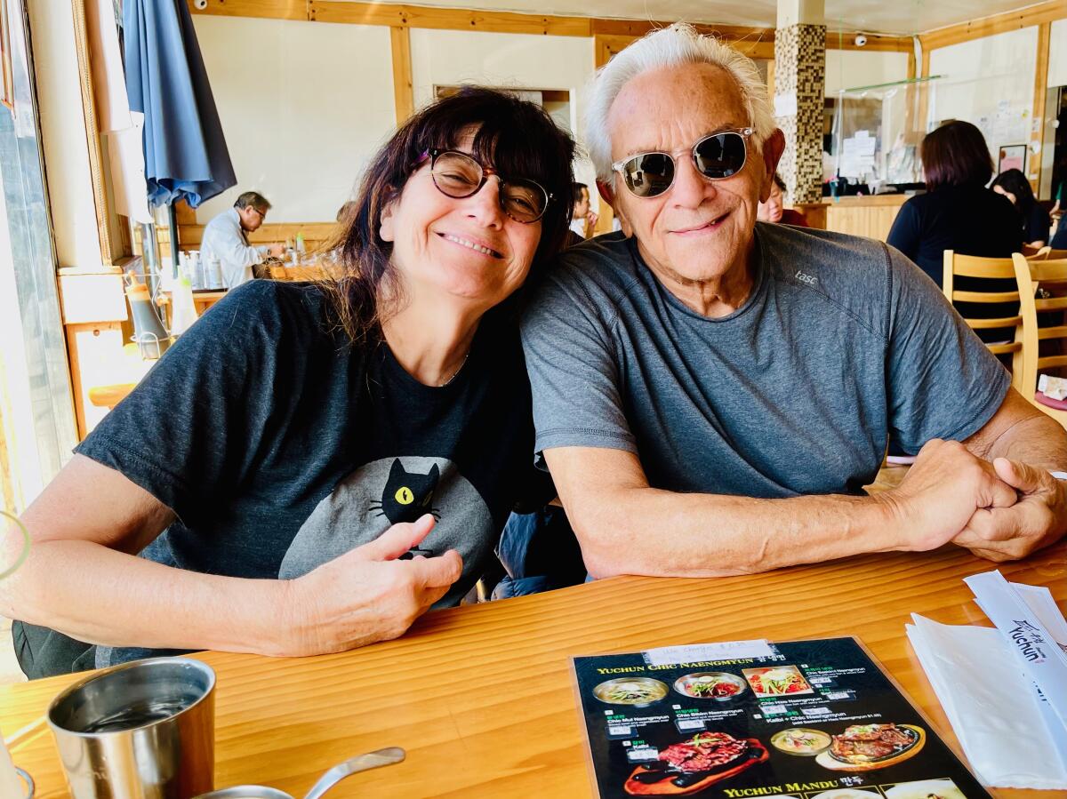 Ruth Reichl and Michael Singer at L.A.'s Yuchan, the Koreatown restaurant known for its cold noodles naengmyun.