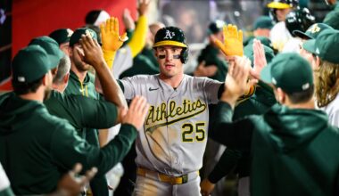 Nick Kurtz's 5 RBIs, HRs by Zack Gelof and Brent Rooker lead Athletics to 14-6 win over Angels
