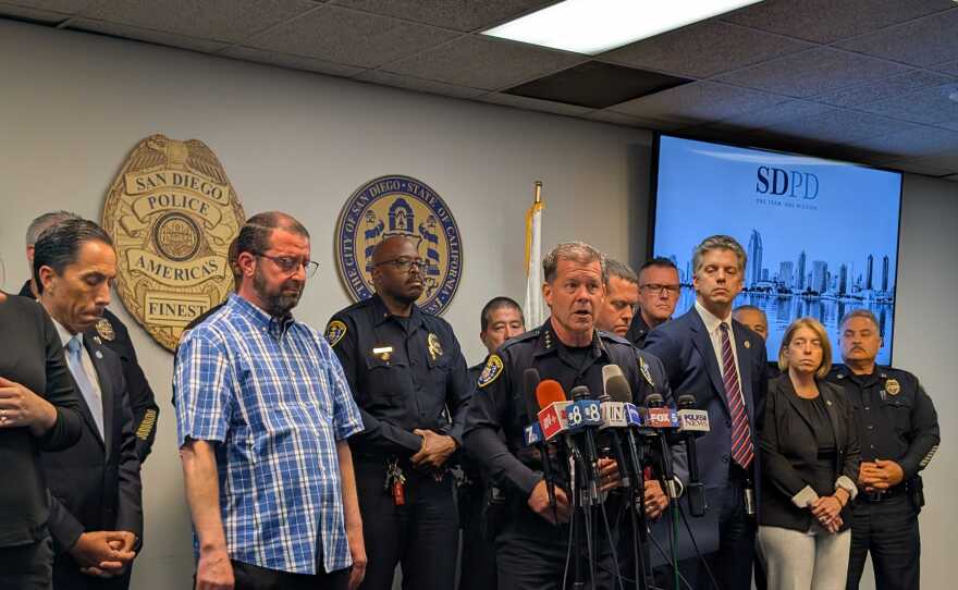 San Diego Police Chief Scott Wahl speaks at a news conference on May 19, 2026.