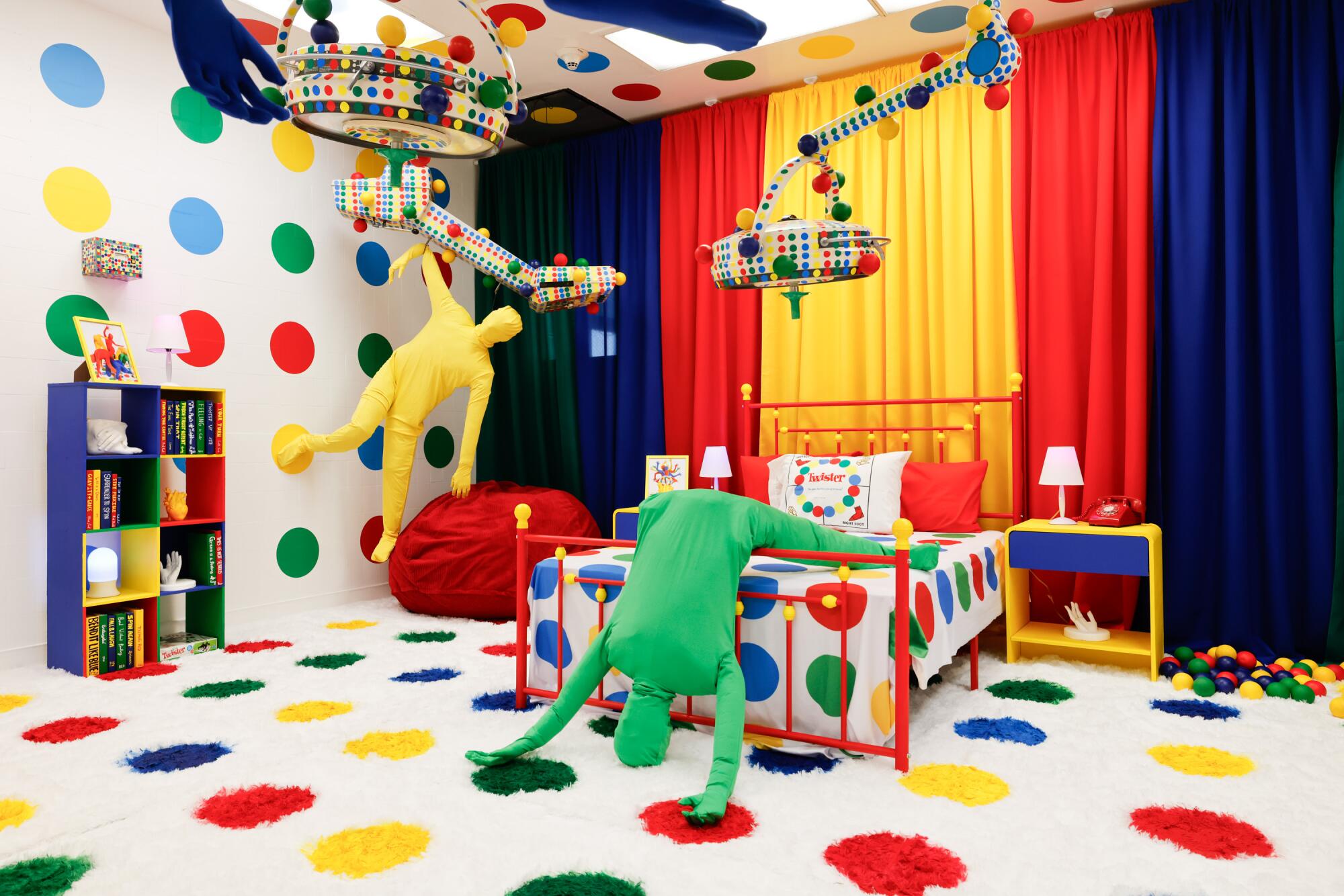 A game of Twister made into an art installation.