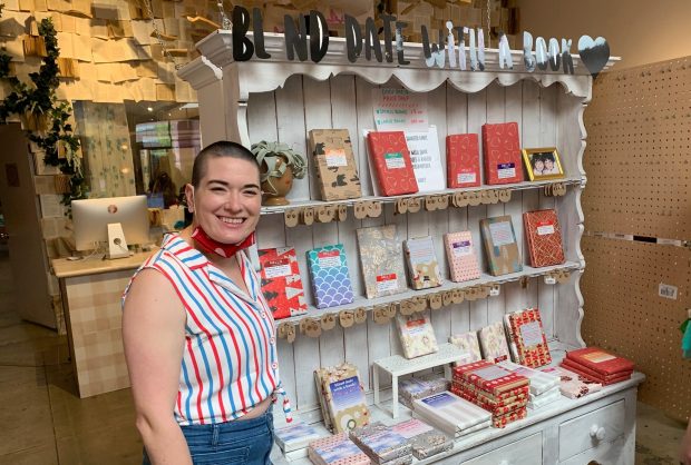 The Ripped Bodice, which was the first romance-only bookstore in the U.S., has a popular Blind Date With a Book section, and co-owner Leah Koch talked about on Feb. 26, 2022. (Photo by Erik Pedersen)