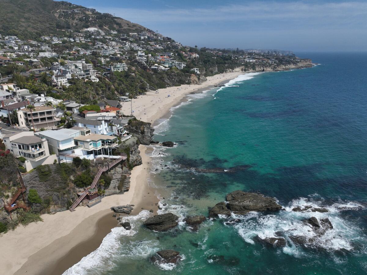 An aerial view of 1000 Steps Beach, which made the honor roll in Heal the Bay's annual report, in Laguna Beach.