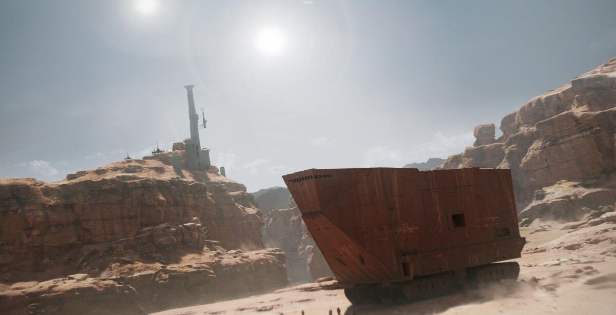 Concept art of Tatooine, where the new mission of Millennium Falcon: Smugglers Run begins.