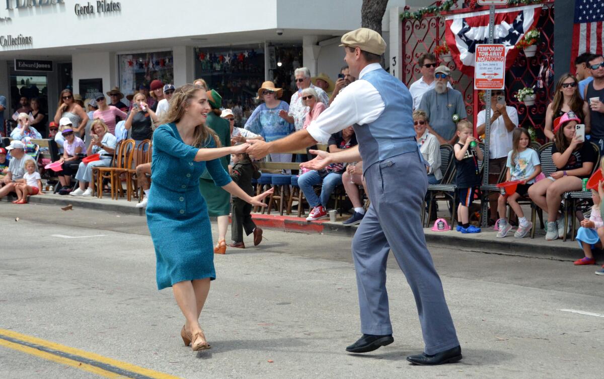 Dancers from the Noble Cause Foundation entertain spectators on Marine Avenue during the 2025 Balboa Island Parade.