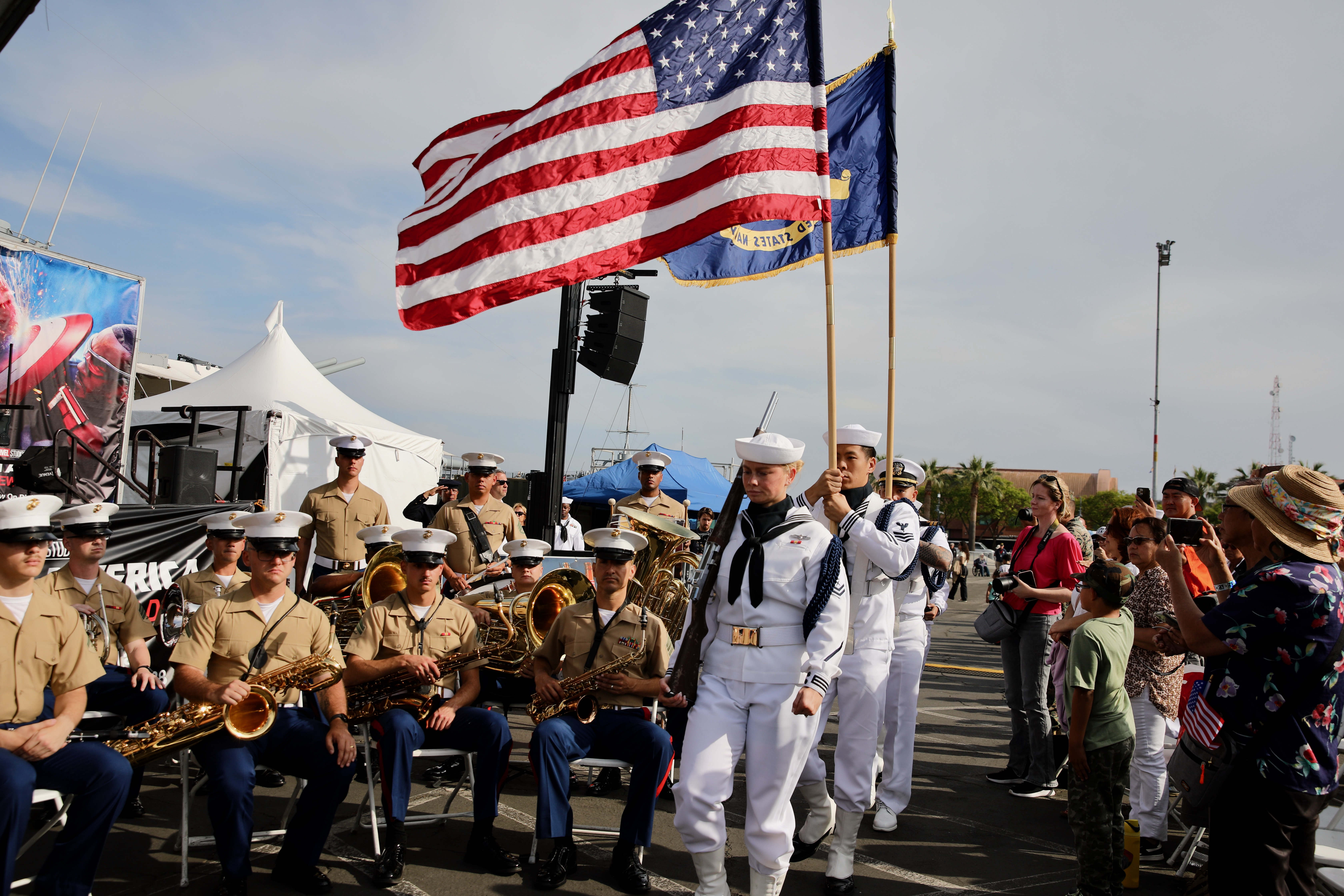 The Colors are presented at a Memorial Day ceremony to...
