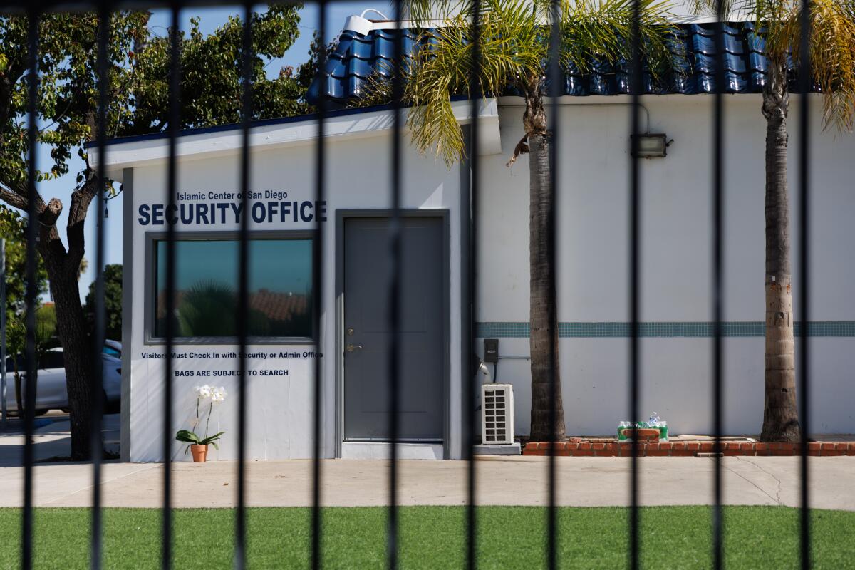 Flowers at the security office of the Islamic Center of San Diego