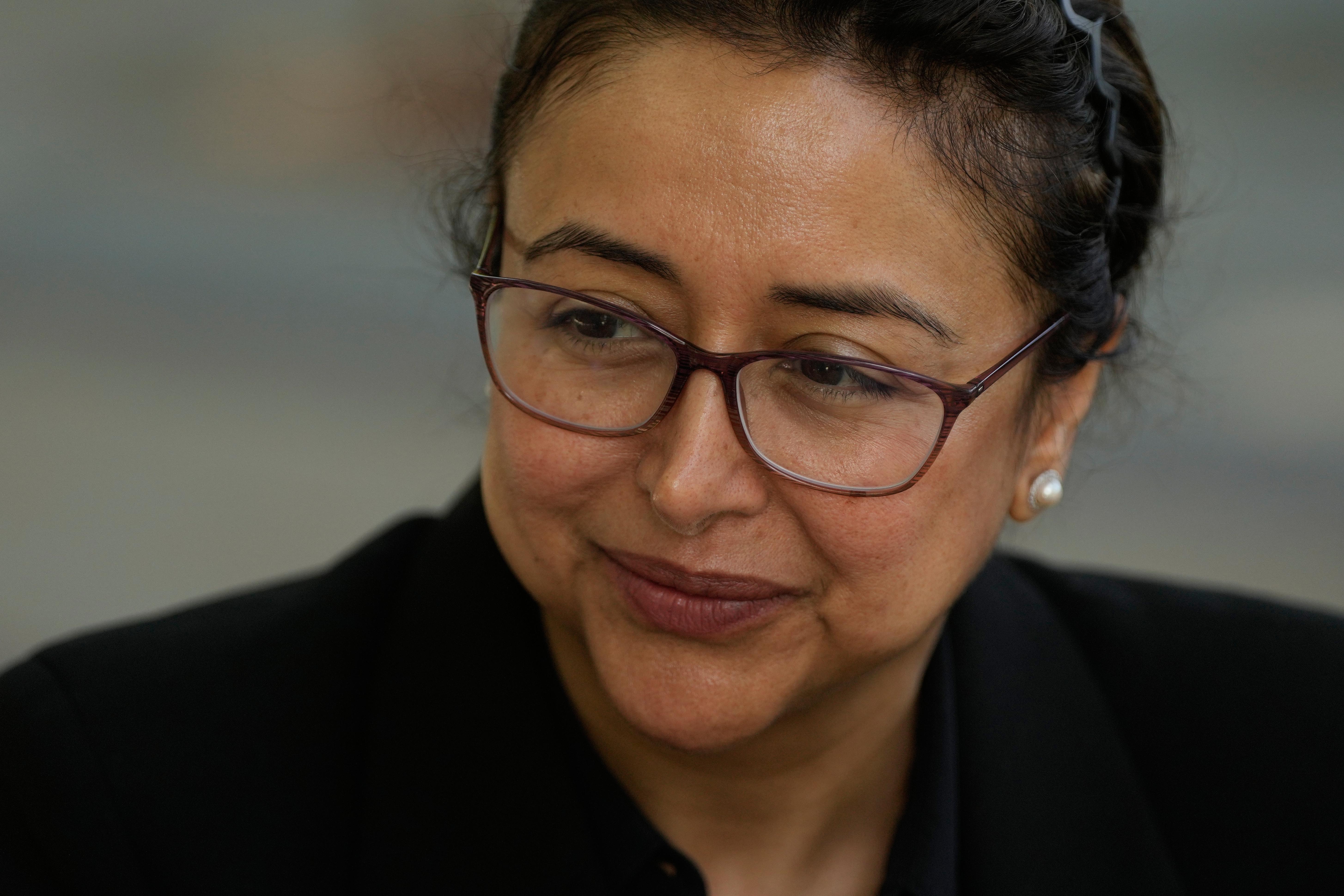 Attorney Dr. Nidaa Pervaiz is interviewed outside of Immigration Court...