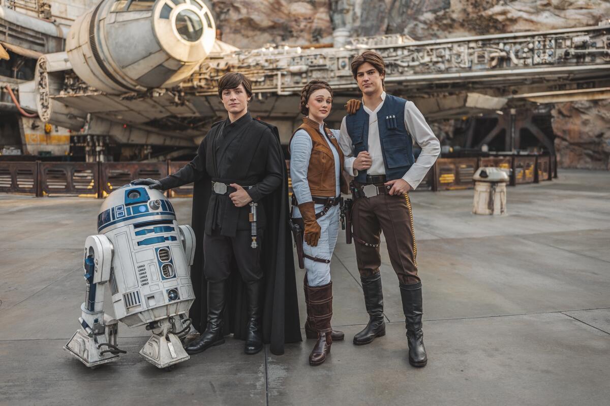 Luke Skywalker, Leia Organa and Han Solo joins existing characters inside Star Wars: Galaxy’s Edge at Disneyland.