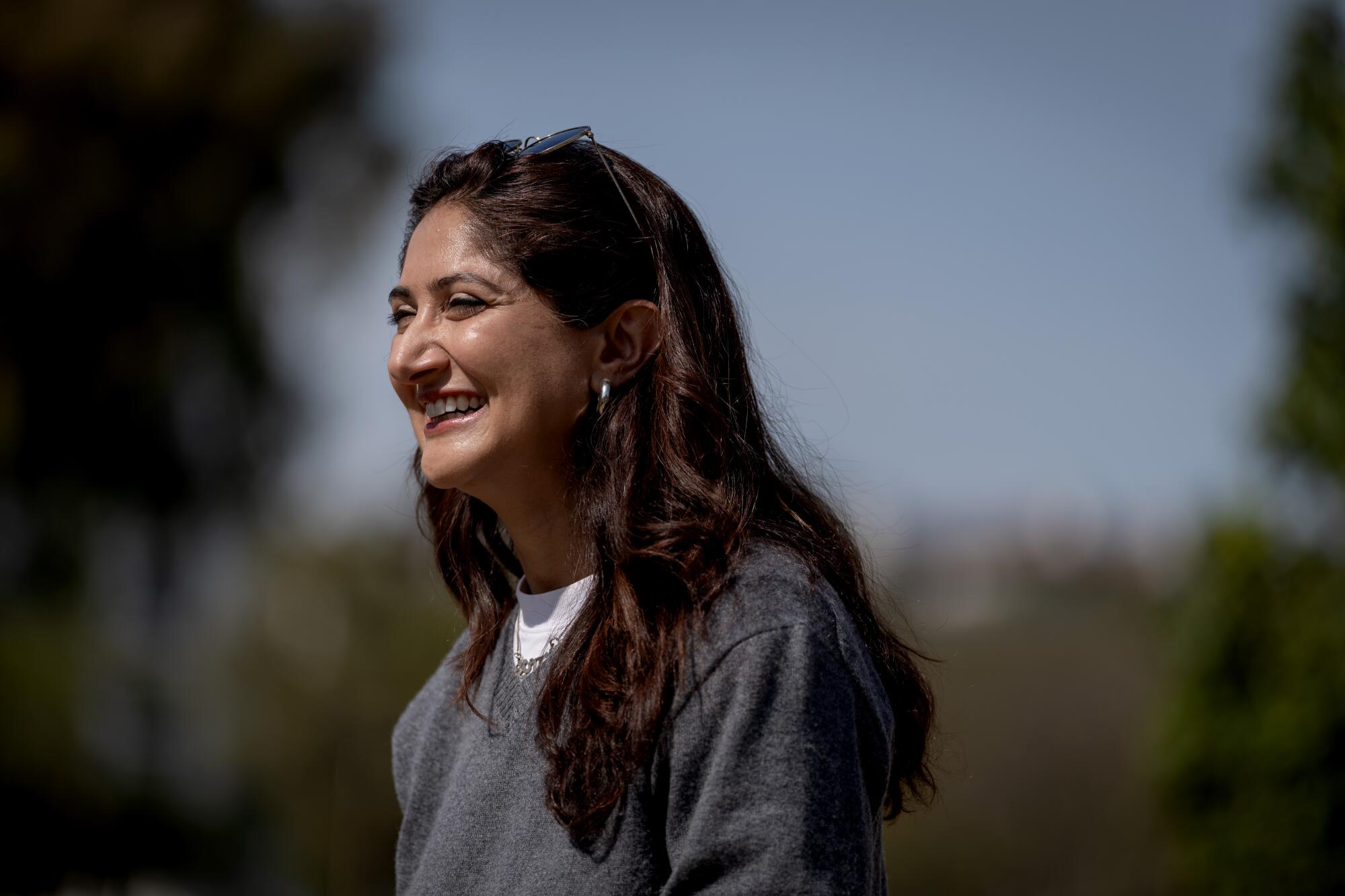 Los Angeles City Council candidate for CD11 Faizah Malik attends a canvassing event.
