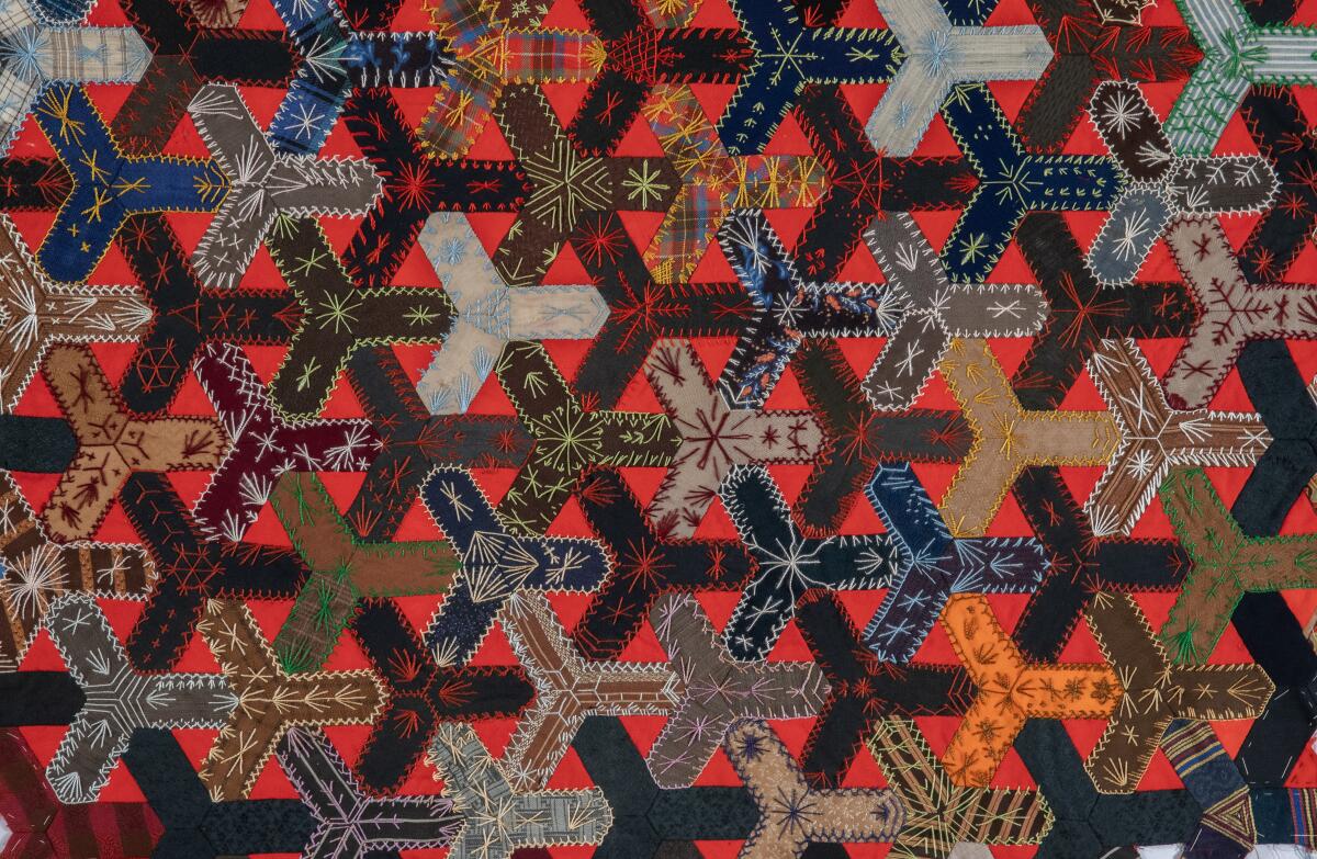 Template-Pieced Crazy Quilt, c.1890. Gift of Lavinia Knight.