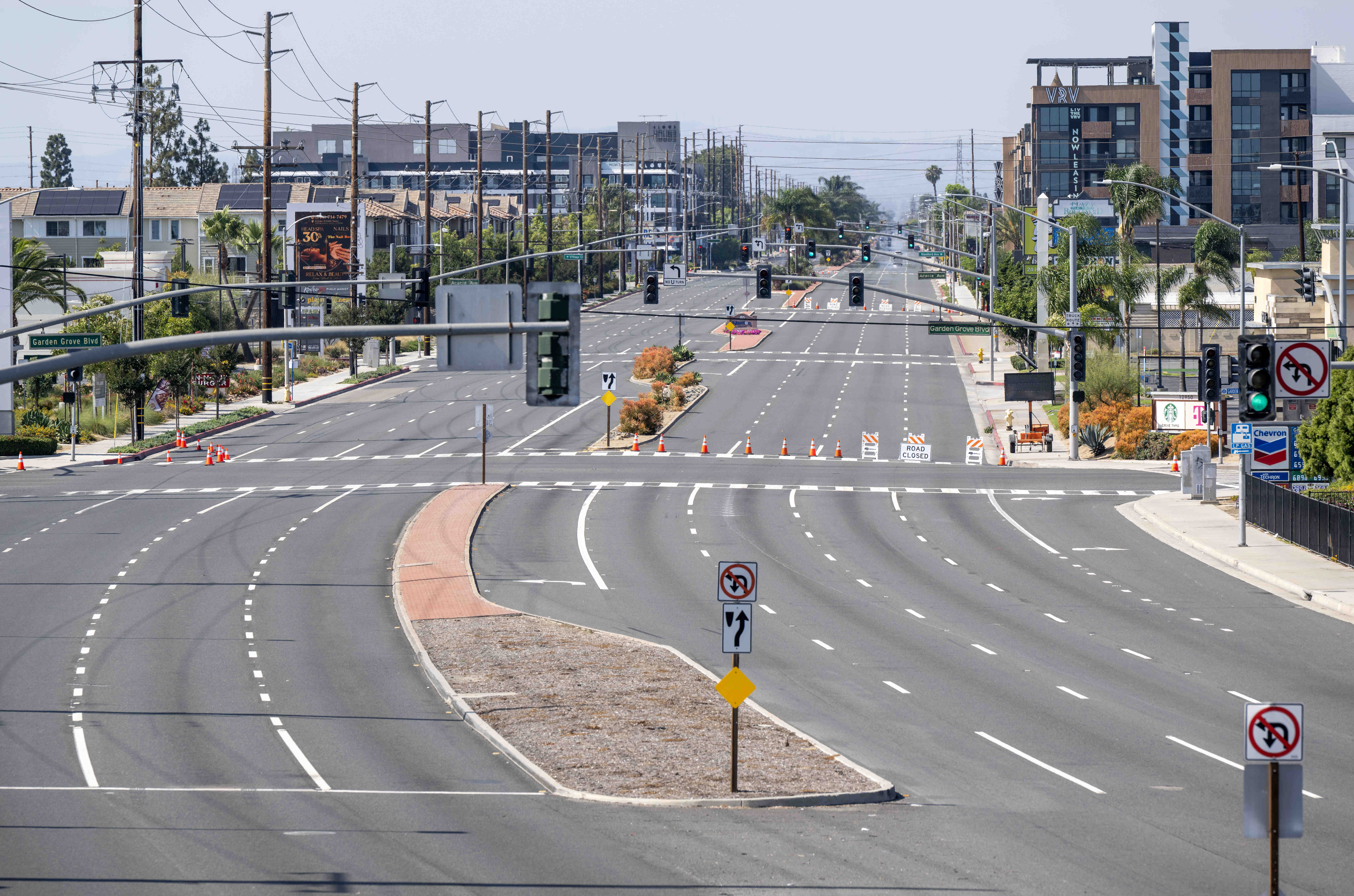 A long stretch of Beach Blvd. is closed to traffic...