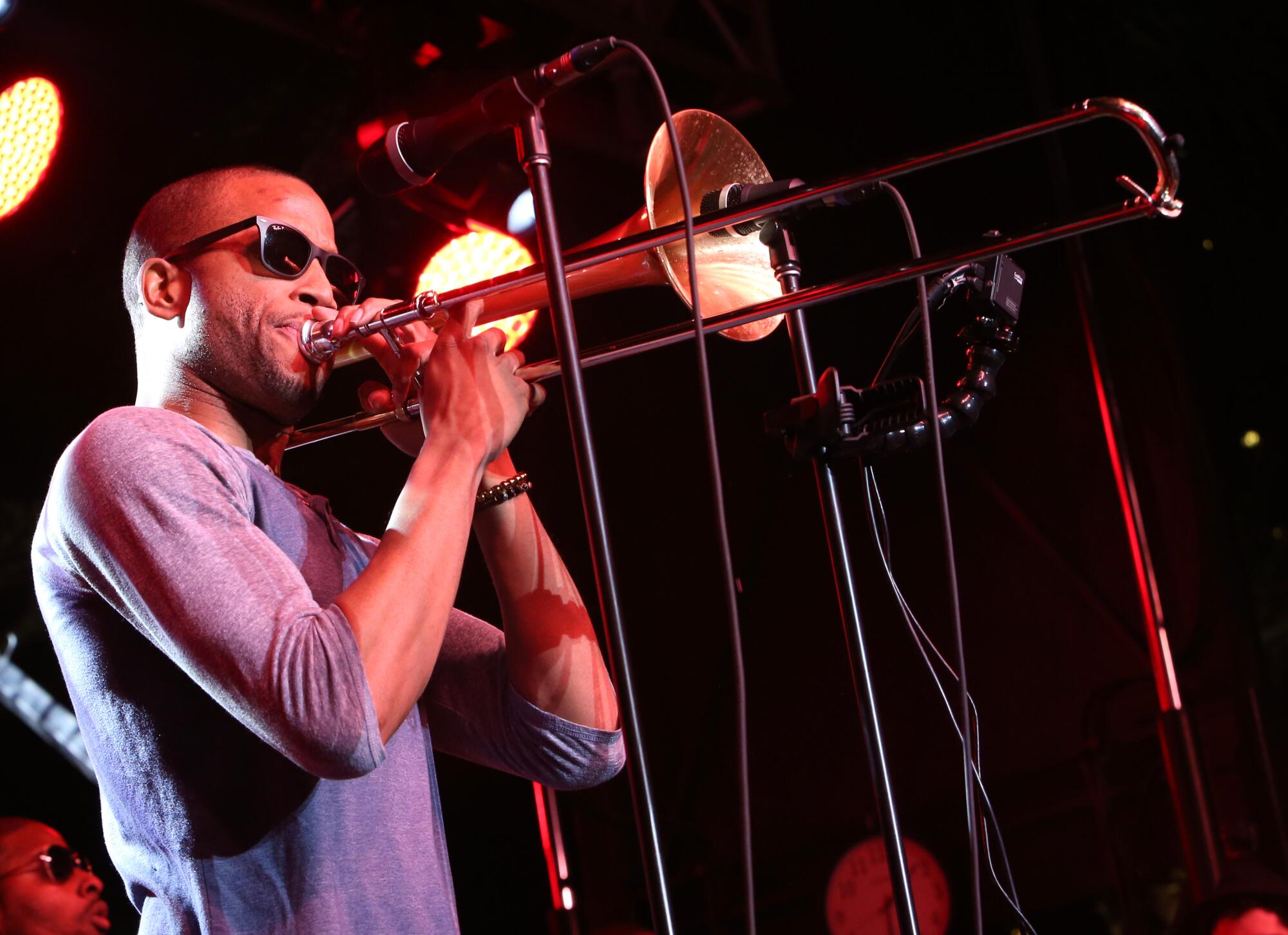 Trombone Shorty performs at the Anaheim Convention Center in 2015.