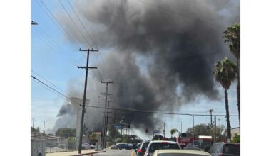 Tire recycling center fire sends plume of dark smoke over South Gate – Press Telegram