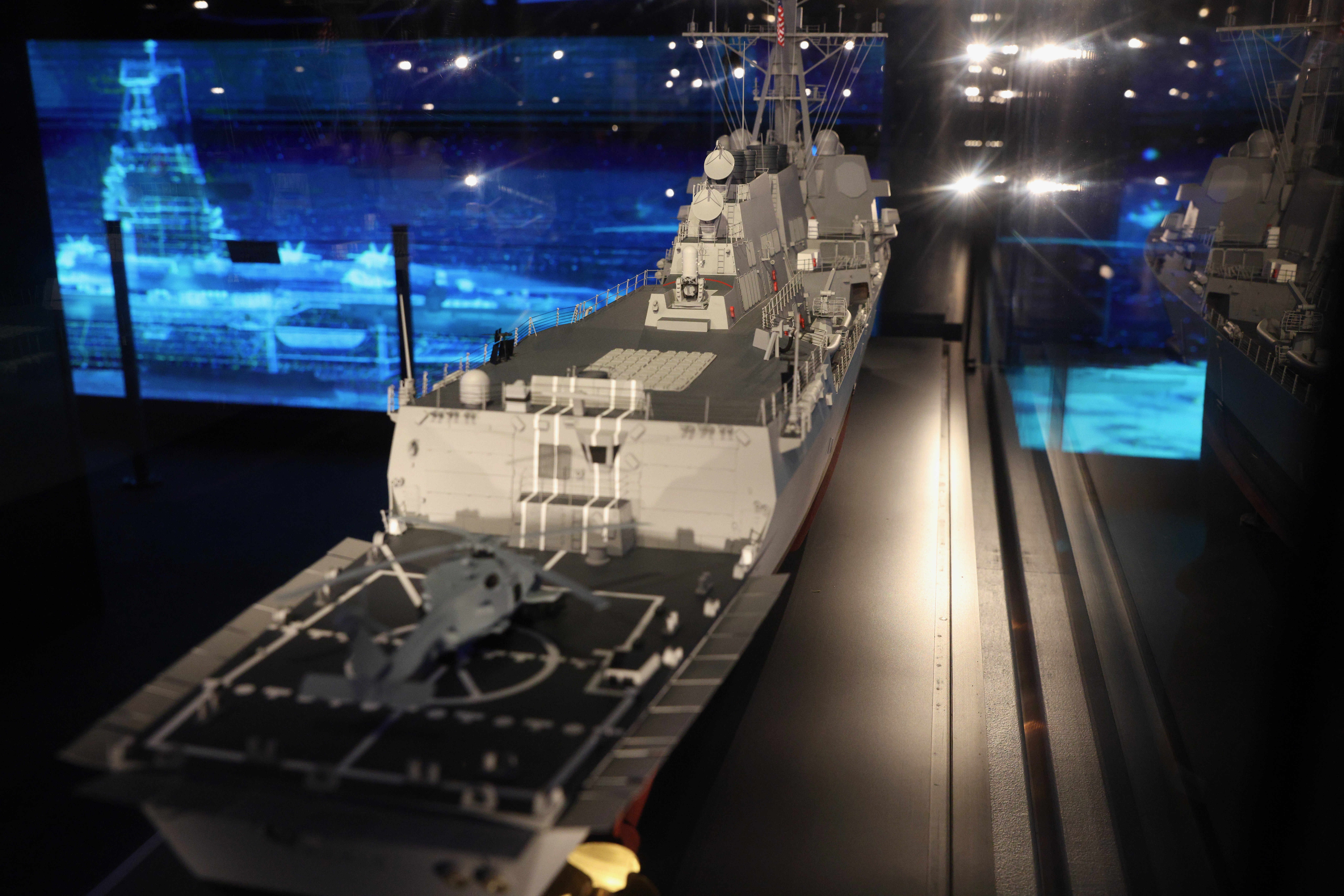 A model of the USS Preble is part of the...