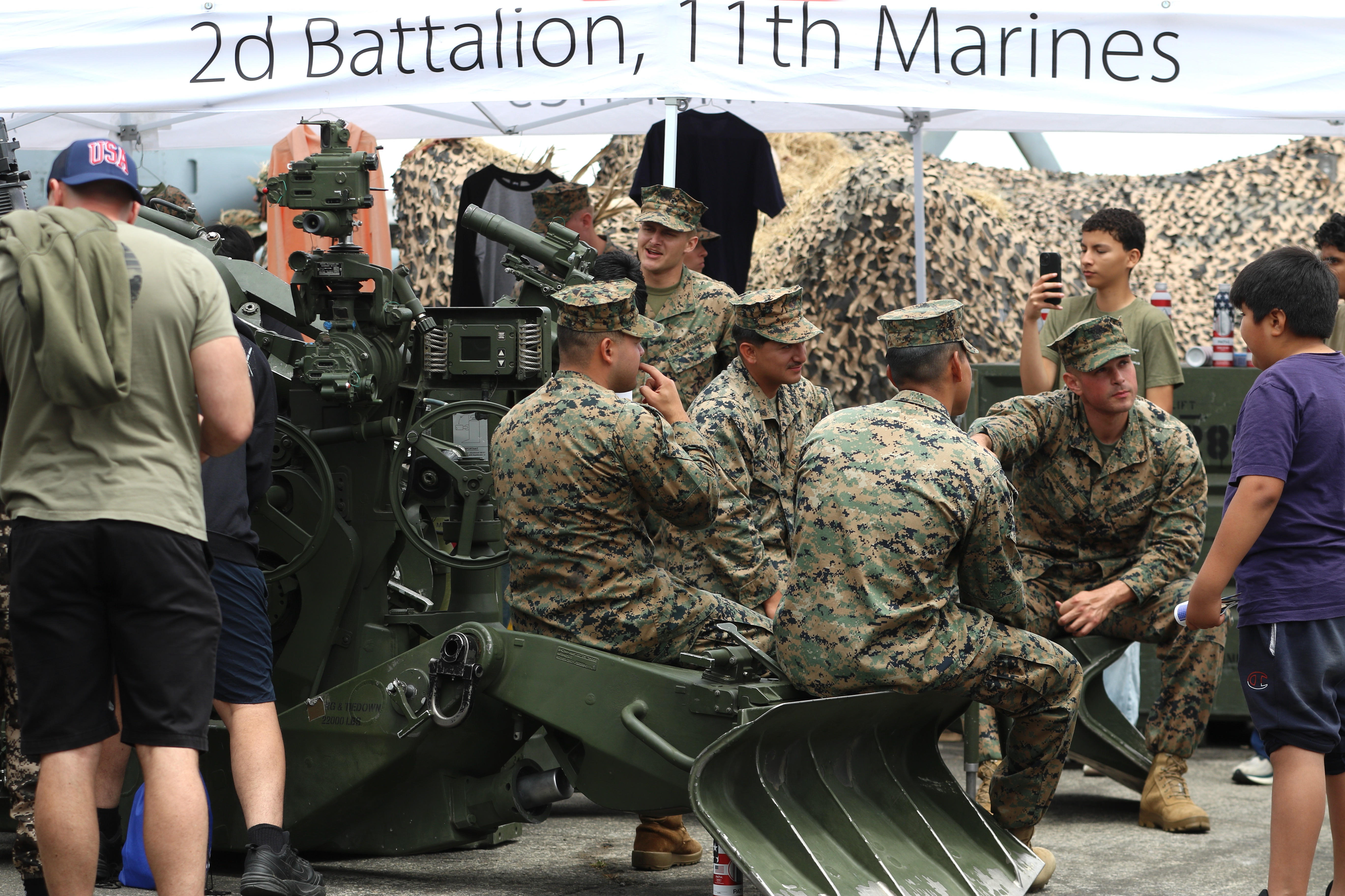 Attendees have the opportunity to chat with military personnel on...