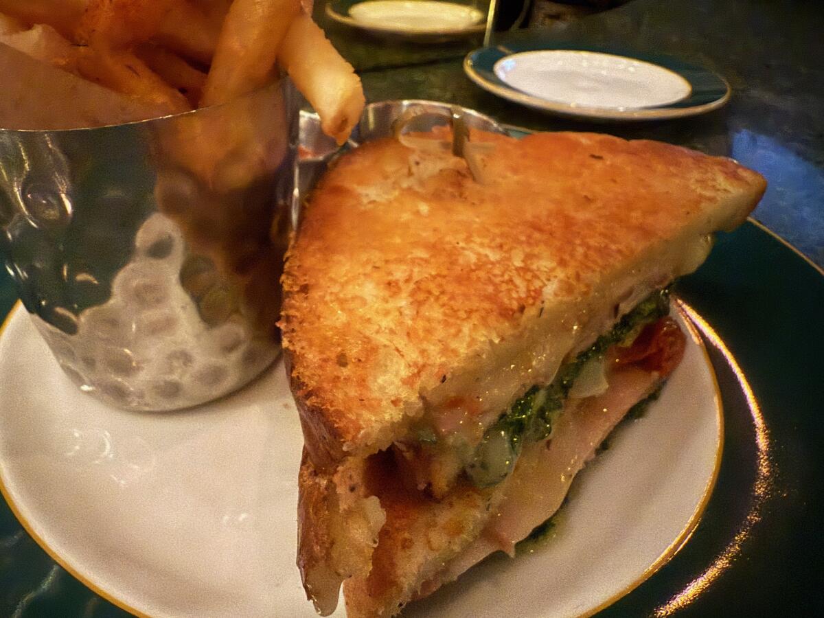 A grilled cheese from the Grand Californian's Hearthstone Lounge.