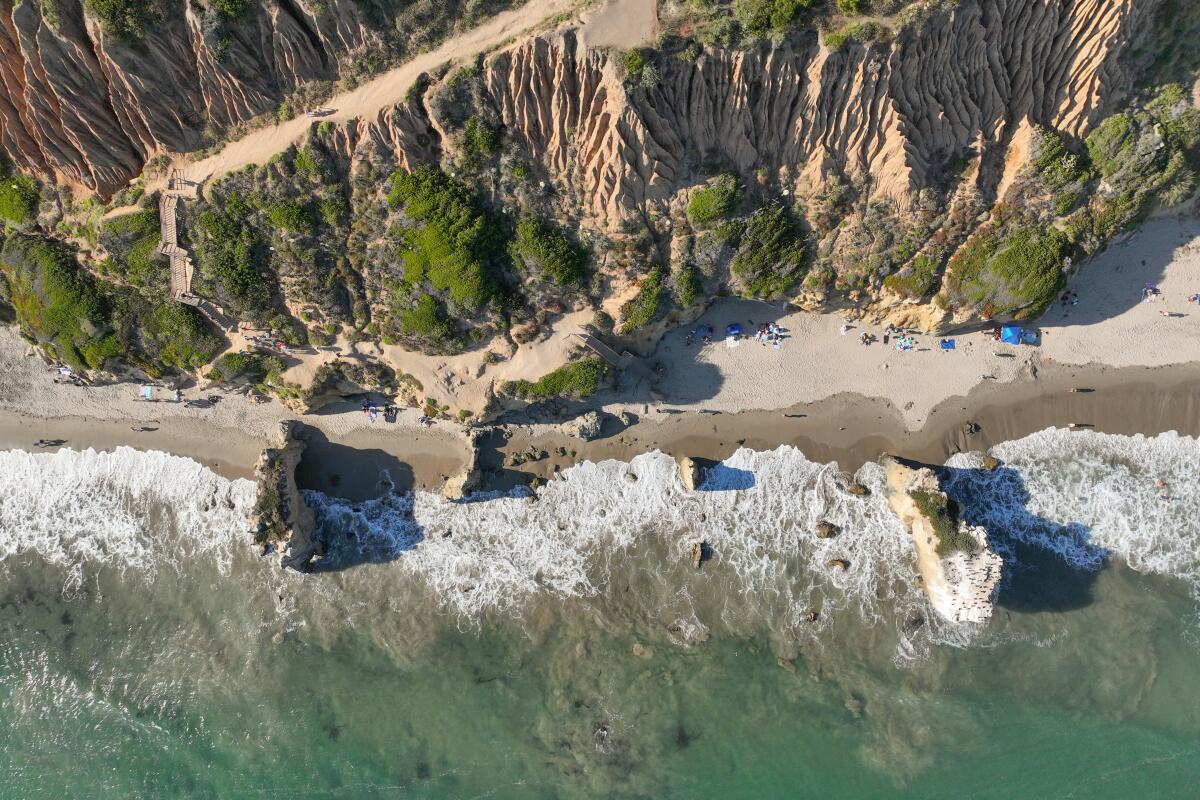 Beachgoers enjoy nice weather at El Matador State Beach in Malibu 
