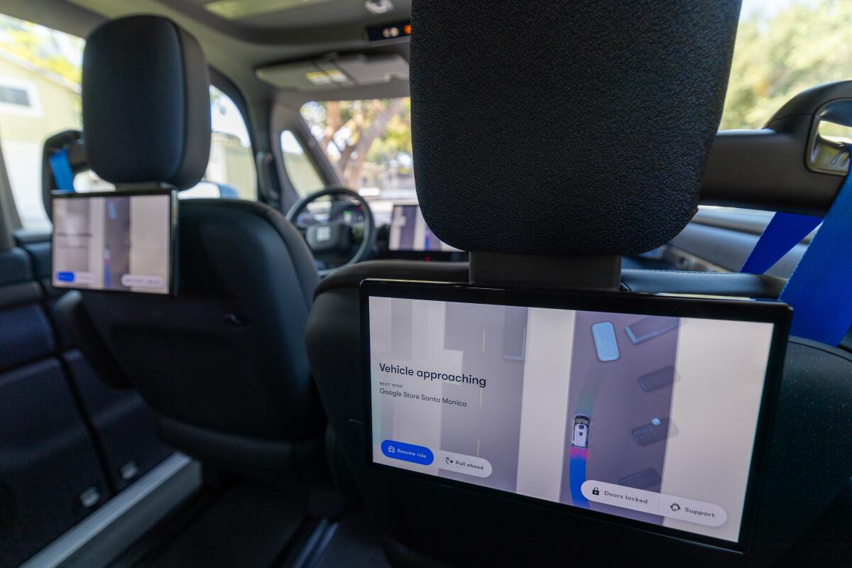 Venice Beach, CA - May 27, 2026: Waymo's new autonomous vehicle, called the Ojai, drives in Venice Beach on Wednesday, May 27, 2026. The all-electric vehicle, equipped with the company's sixth-generation autonomous driving system, is expected to begin limited rides with select customers in Los Angeles, San Francisco and Phoenix in the coming weeks. (Allen J. Schaben / Los Angeles Times)The news is under embargo until May 28th at 8am.