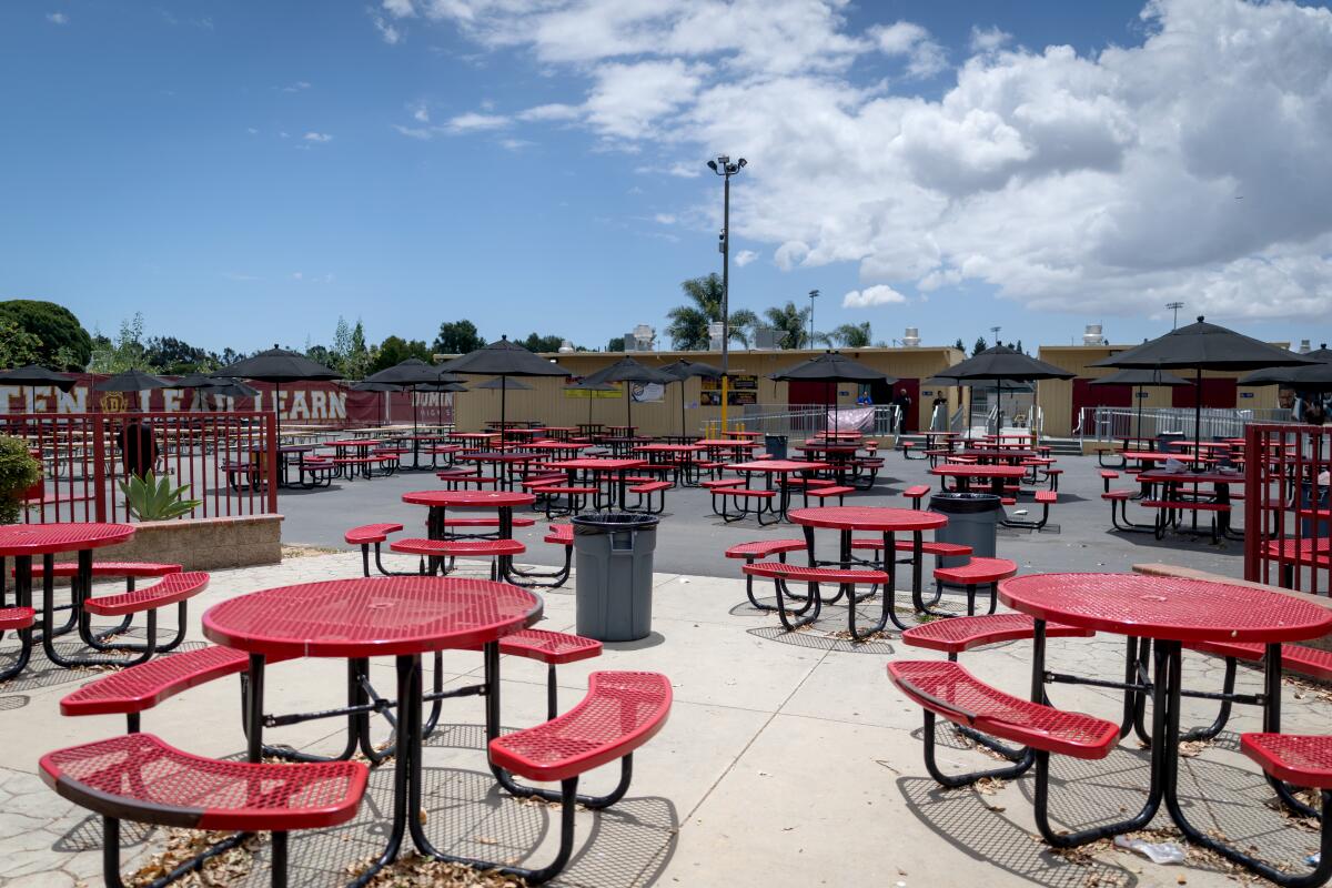 Lunch tables outdoors 