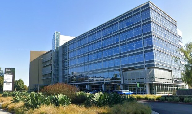 4655 Great America Parkway in Santa Clara, one of two office buildings in the Great America Commons office complex, seen in September 2025. (Google Maps)
