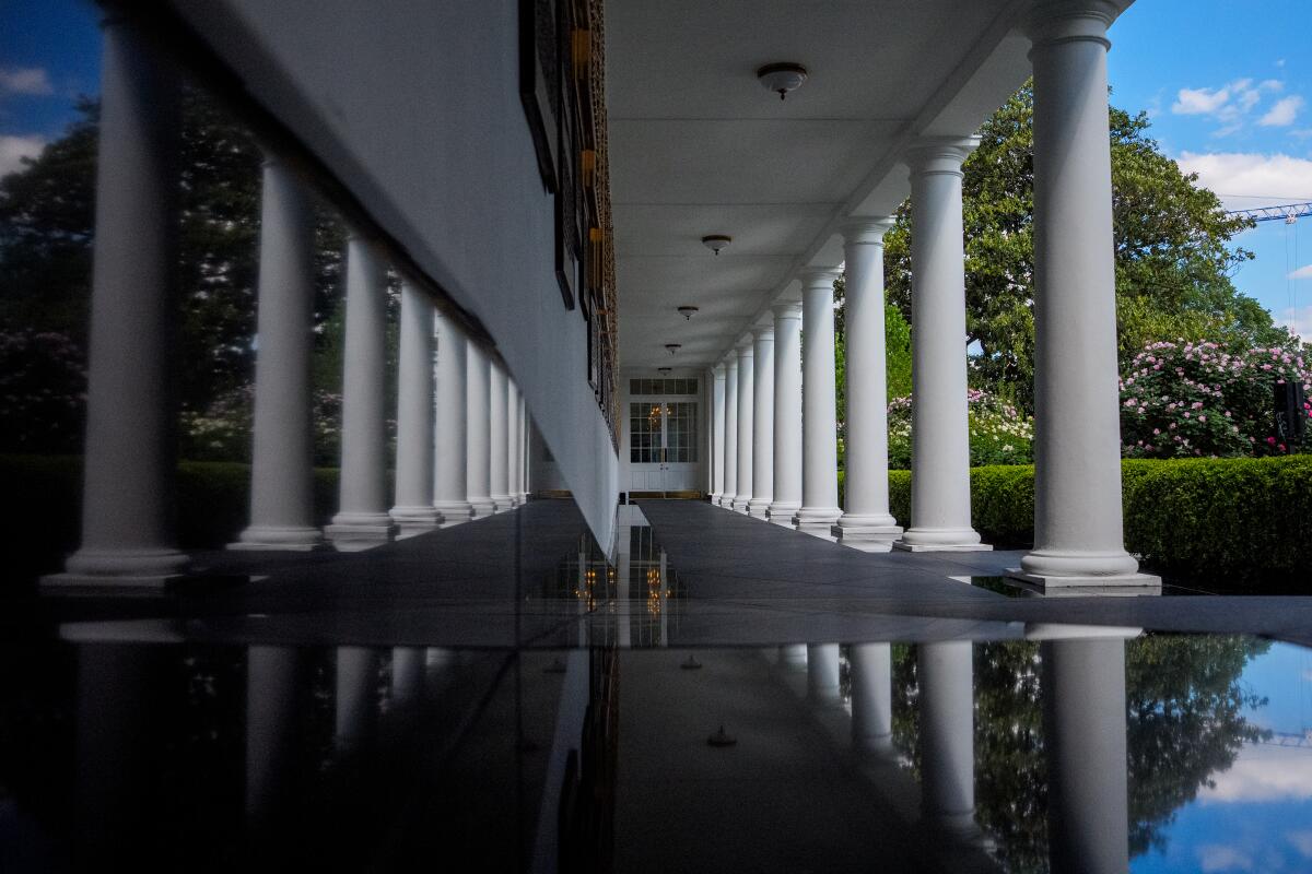 A black granite walkway at the White House.