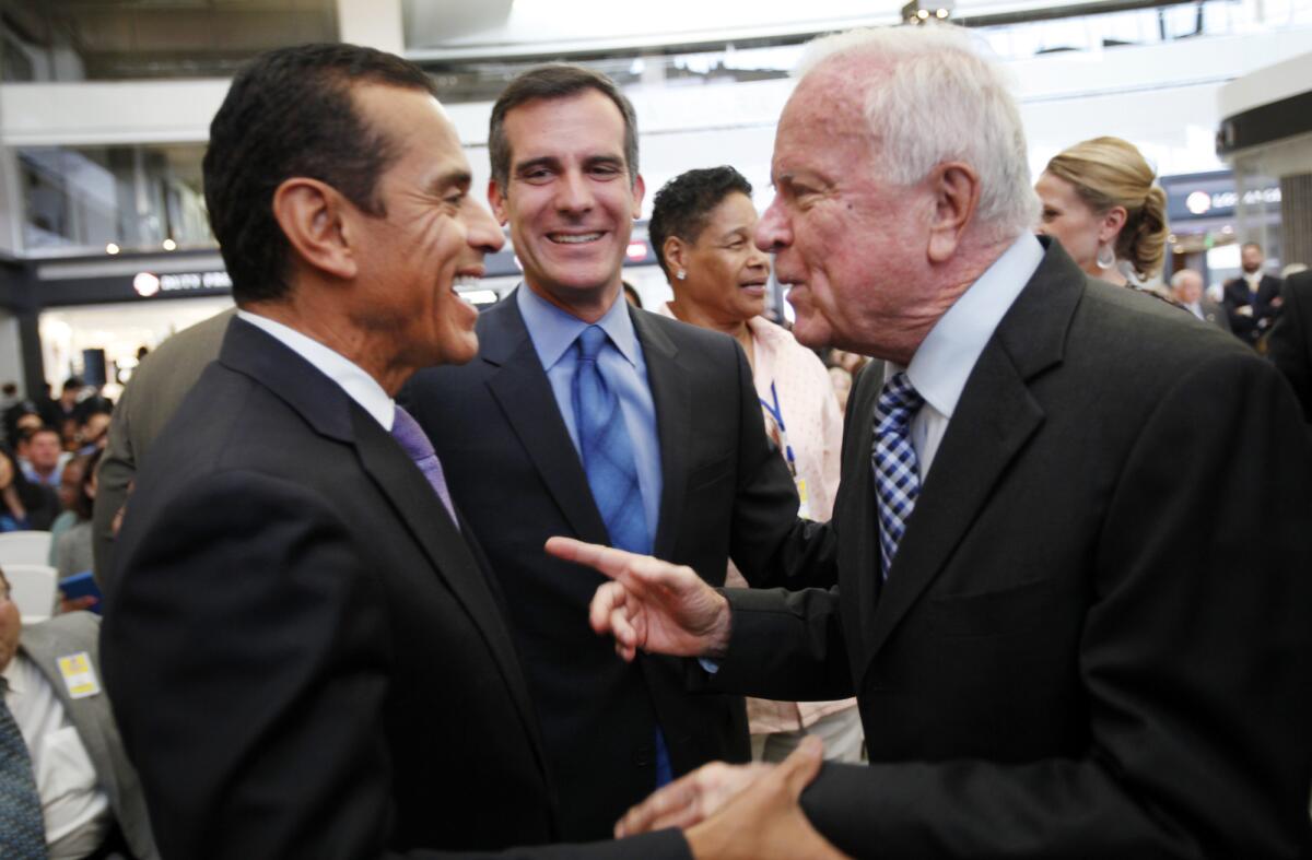 Former mayors  Eric Garcetti ,Antonio Villaraigosa, and Richard Riordan