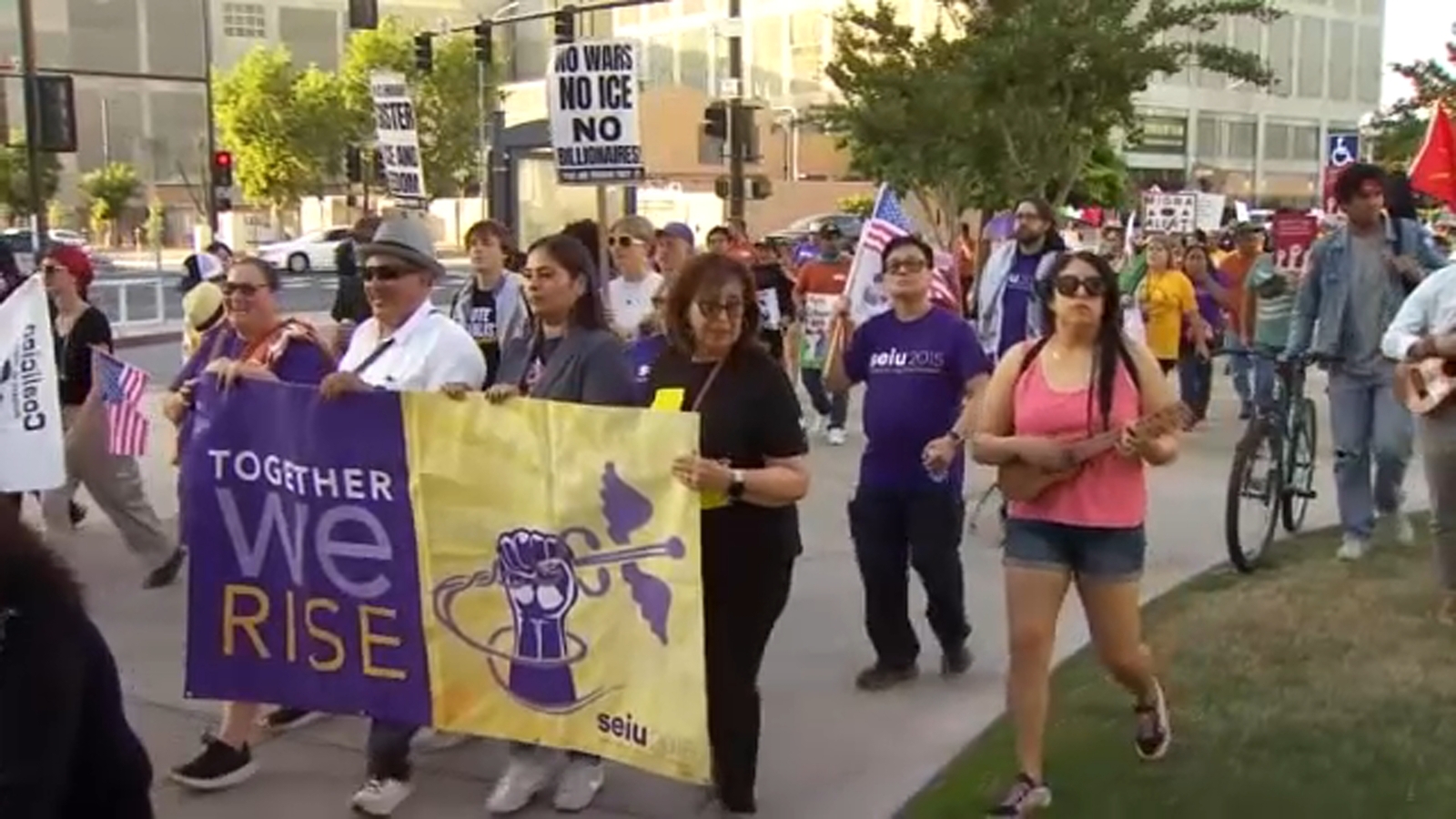May Day protesters march to Fresno ICE facility to oppose immigration policies
