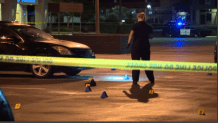 Police tape is shown around an area of an overnight stabbing outside of Barons Market in Point Loma, May 26, 2026.