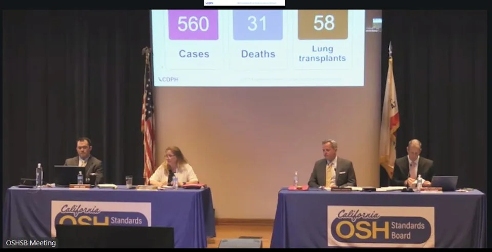 CalOSHA holds a meeting to consider a ban on all fabrication and installation tasks on engineered stone that contains more than 1% crystalline silica to prevent silicosis. CAL OSHA
