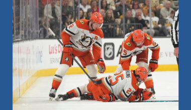 Vegas' Brayden McNabb suspended for Game 6 for late hit that injured Anaheim's Ryan Poehling