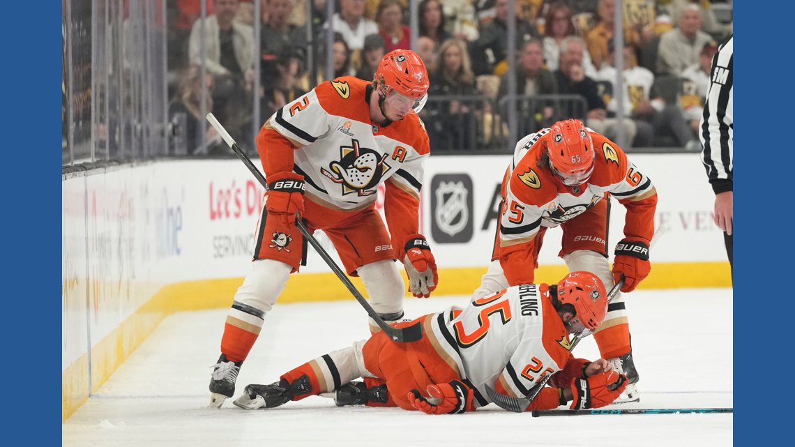 Vegas' Brayden McNabb suspended for Game 6 for late hit that injured Anaheim's Ryan Poehling