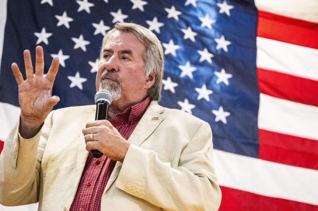Doug LaMalfa, R- Calif., answers a question during a town hall meeting on Aug. 11, 2025, in Chico, California. (HECTOR AMEZCUA/The Sacramento Bee/TNS)