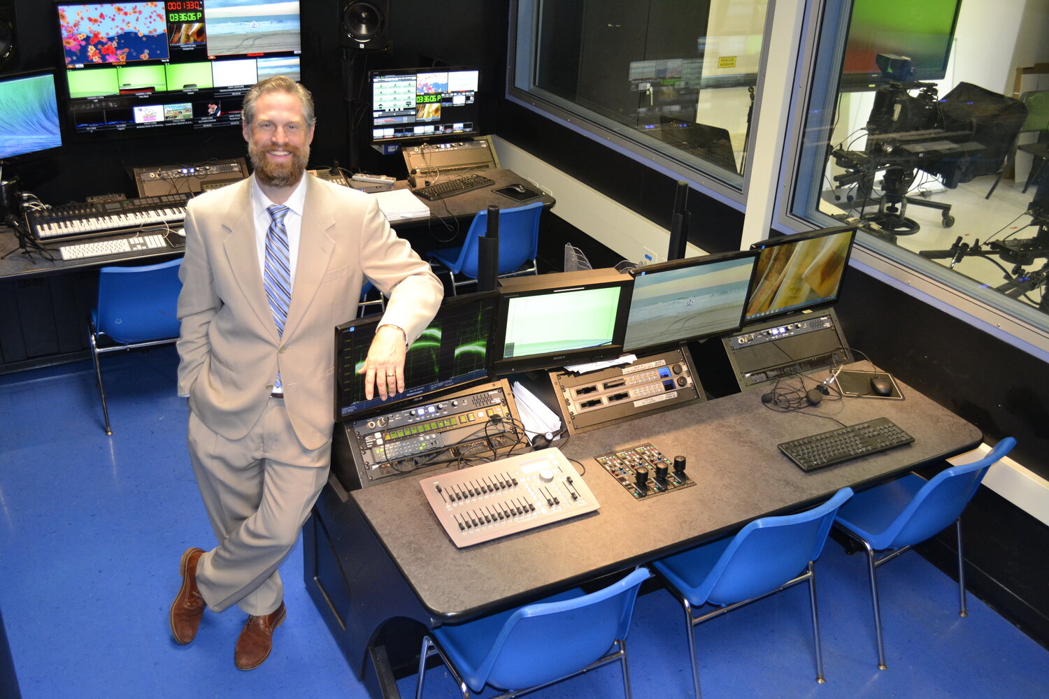 Long Beach High School&rsquo;s Eric Krywe has been instrumental in creating the school&rsquo;s television production studio, helping to design the space more than two decades ago.