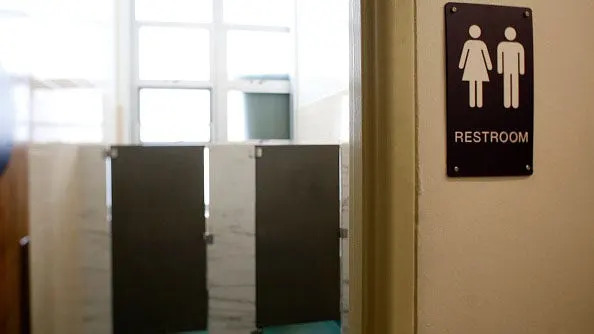 Gender neutral bathrooms with sinks and stalls at Miraloma Elementary School in San Francisco
