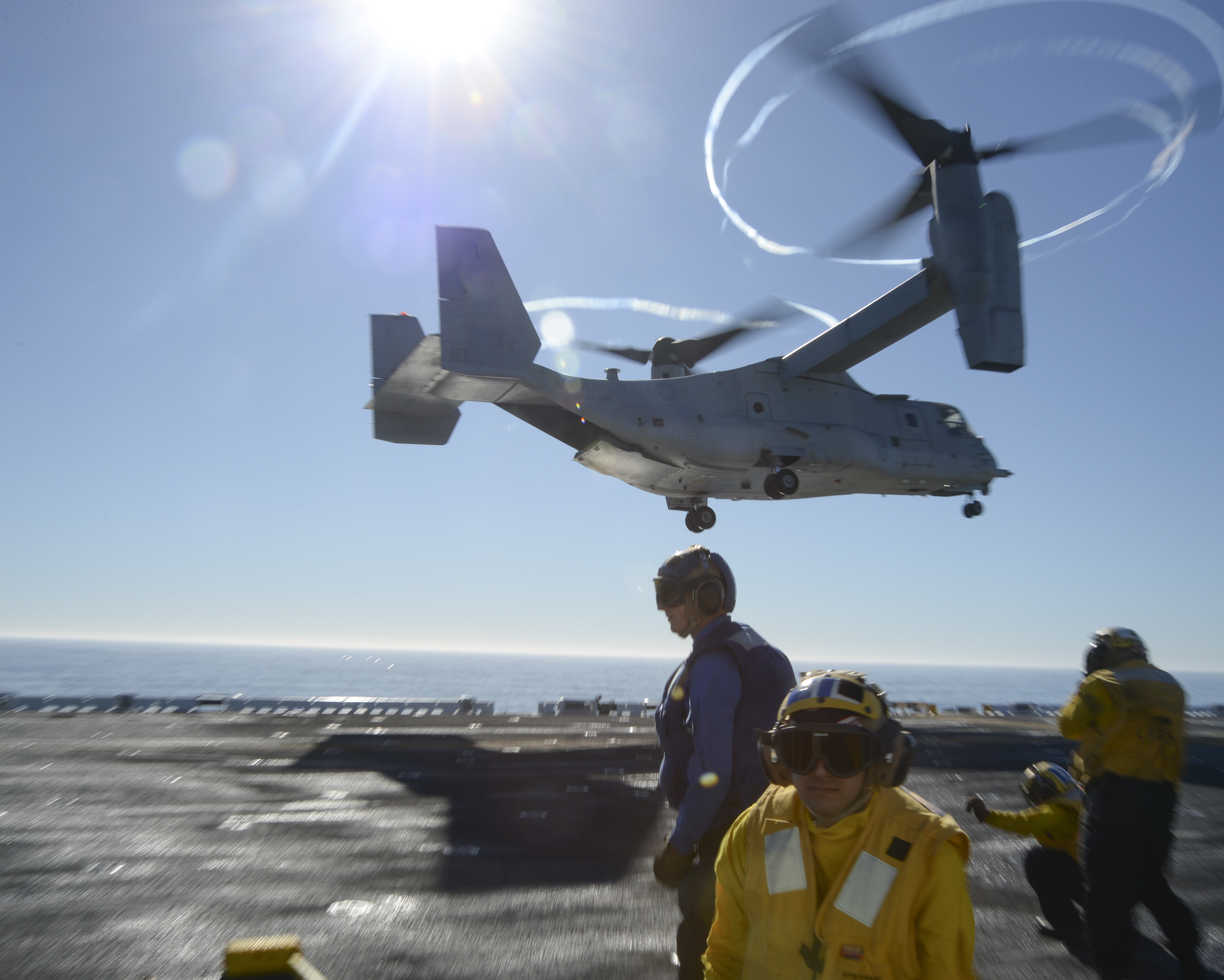 An MV-22 Osprey Tiltrotor aircraft assigned to the ÃSea ElksÃ...