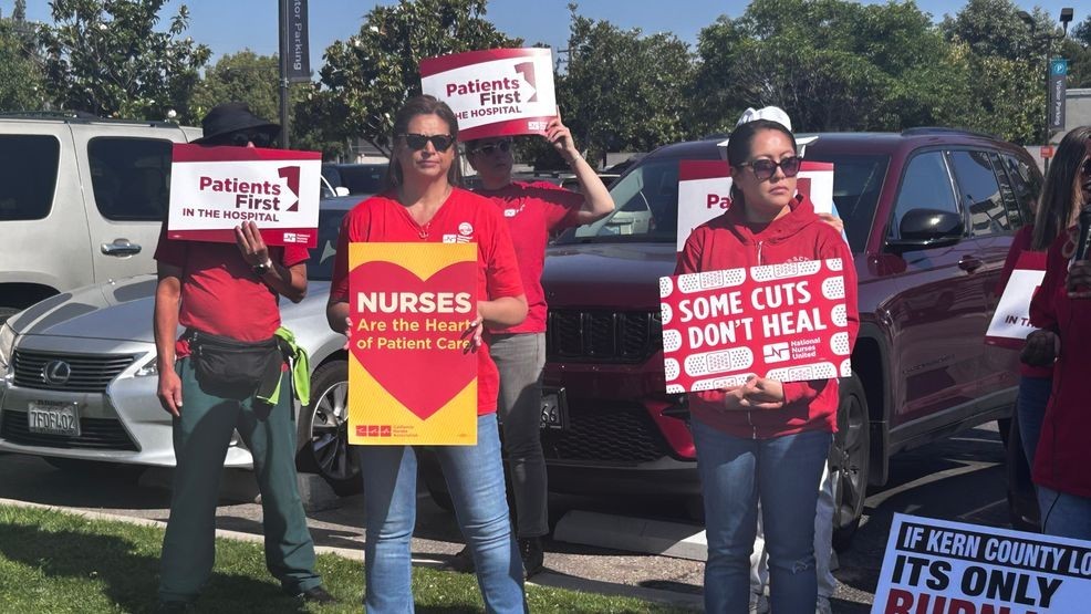 California Nurses Association/National Nurses United (CNA/NNU) registered nurses, community members, labor advocates, and supporters held a press conference Friday morning opposing the plans to close the Grossman Burn Center. PHOTO: KBAK/KBFX