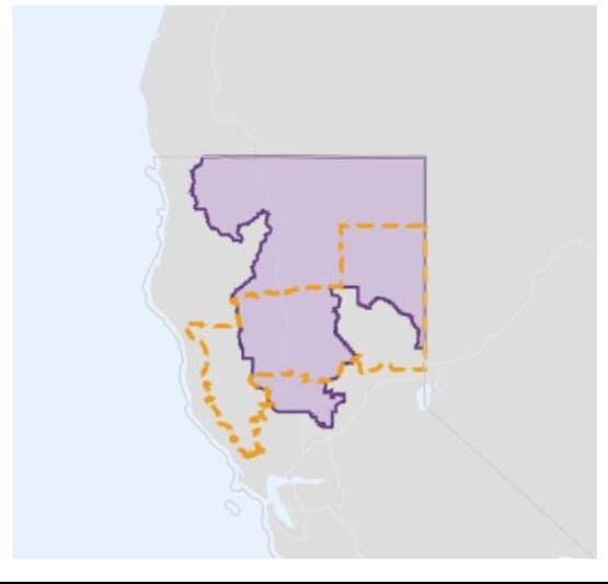 The purple section above shows the current 1st Congressional District in Northern California, vacated upon the January 2026 death of Republican Rep. Doug LaMalfa. The gold dotted lines show the redrawn 1st District, approved by the California Legislature after passage of Prop. 50 in November 2025. It will include all of Democratic-leaning Santa Rosa. The redrawn district will be 41% Democrat, 31% Republican and 27% 'no party preference' according to redistricting effort documents obtained by The Press Democrat, making it one of five districts Democrats hope to turn blue in 2026. (Map courtesy CalMatters)