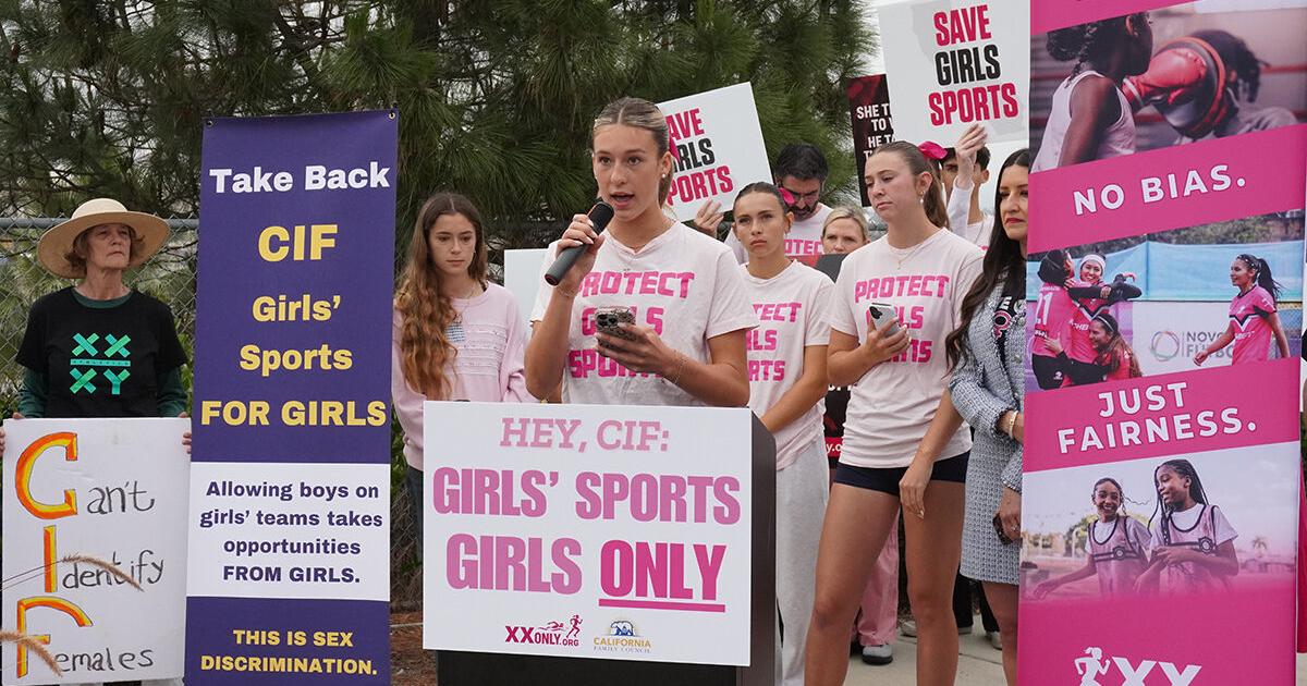 Protesters challenge trans sports policy in California | California
